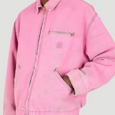 Crop Washed Work Custom Logo Designer Outdoor Vintage Custom Jacket For Man Denim Jacket In Pink