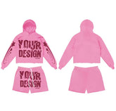 New Arrivals Custom Men Hoodie Set Street Cotton 2 Piece Set Jogger Suits Short Mens Two Piece Set