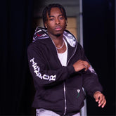 Full Zip Satin Lined Embroidery Rhinestone Custom Fleece Men's Hoodies & Sweatshirts Jackets Body Face Hoodie With Zipper