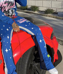 Custom Sweatsuits Tracksuit Thick Fleece 100% Cotton Two Piece Hoodies And Flare Sweat Pants Suit Stacked Joggers Set Men