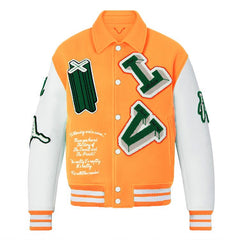 OEM custom chenille embroidery leather sleeve vintage baseball bomber letterman varsity jacket for men