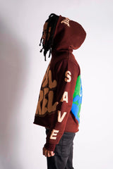 Custom Letter Printing Distressed Oversized Cotton Or Polyester Cut Edge Raw Hem 3D Foam Puff Printed Men Cropped Hoodie