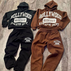 Custom Applique Patches Embroidery Brown Tracksuit Acid Wash Sun Faded Flared Sweatsuit Zip Up Hoodie And Sweatpants Set Men