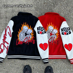Wholesale OEM Custom Winter Vintage School College Men's Jackets Coat Wool Letterman Bomber baseball crop Varsity Jacket Man
