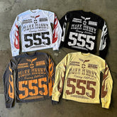 Clothing manufacturer custom dtg screen print long sleeves oversized men vintage boxy Long Sleeve T Shirt for men