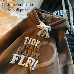 Hoodi Custom 3d Puff Print Cotton Polyester Blank Men's Winter Hoodies Sweatshirts Foam Printing Logo Unisex Pullover Hoodie