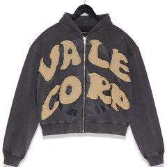 Pullover Sweatshirt Cotton French Terry Embroidery Patch Cropped Unisex Acid Wash Vintage Unisex Distressed Applique Hoodies Men