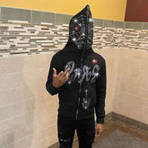 High Quality Manufacturers Custom y2k zipper hoodies oversized full face zip up rhinestone hoodie Wholesale