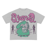 Street Wear Custom Graphic DTG Vintage T-shirt Men Oversized Tees flared pants 2 piece set