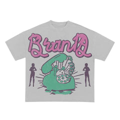 Street Wear Custom Graphic DTG Vintage T-shirt Men Oversized Tees flared pants 2 piece set