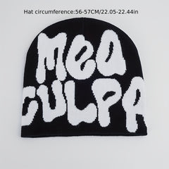 Custom Manufacturing With Logo All Over Print Designer Acrylic Unisex Jaquards Graphic Y2K Style Jacquard Mea Culpa Beanie Hats