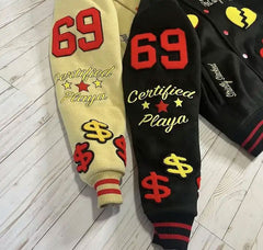 Custom Logo streetwear Letter Man Baseball Wool Men Black Cropped Jacket Chenille Embroidery Patch Varsity Jacket Manufacturers