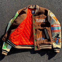 Streetwear Manufacturer Wholesale Custom Letterman Plus Size Varsity Jacket Man Winter Vintage School College Men'S Jackets Coat