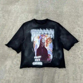 Heavyweight 300 gsm 100% cotton graphic cropped boxy fit distressed vintage men shirt men tees