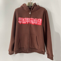 Custom sweatshirt total full face zip up cotton 3d puff print hoodie for men