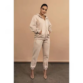 2023 Custom Logo Terry Toweling Bodysuit Tracksuits conjuntos para mujeres Vest Short Sweatshirt Pants 4 Piece Set for Women