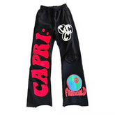 Custom Men'S High Quality Puff Print Flared Jogger Track Pants Plus Size Elastic Waistband Mens Stacked Flare Sweatpants Men