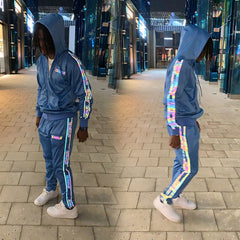 custom logo design your own men track suits reflective unisex sports tech fleece tracksuits for men