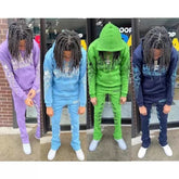 wholesale sweat jogger suits two piece 100% cotton slim fit winter men streetwear sweatsuit stacked tracksuit