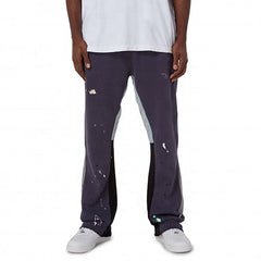 Custom Track Pants Flare Heavyweight Cotton Sweatpants Men Stack Jogger Patchwork Flare Sweat Pants For Men