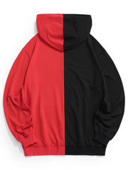 Pullover Oem Customized Two-color Design Colorblock Hoody Half And Half Colored Split Multi Color Block 2 Two Tone Hoodie