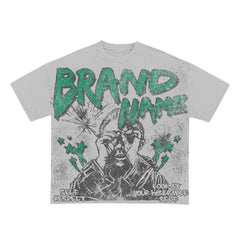 heavyweight 260 gsm 100% cotton graphic silk screen print dtg print vintage men shirt men tees