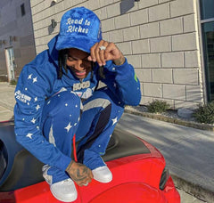 Custom Sweatsuits Tracksuit Thick Fleece 100% Cotton Two Piece Hoodies And Flare Sweat Pants Suit Stacked Joggers Set Men