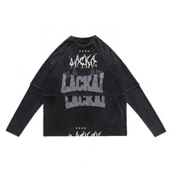 High Quality custom logo mens t-shirt vintage oversized tshirt streetwear double layer long sleeve t shirt