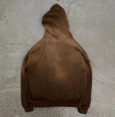 Custom sun faded acid washed full zip up Oversized fit joggers set tracksuit set Wide Hoodie set