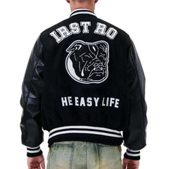 OEM custom high quality chenille embroidery leather sleeves baseball bomber letterman varsity jacket for men