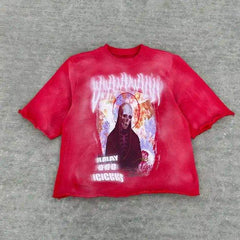 Heavyweight 300 gsm 100% cotton graphic cropped boxy fit distressed vintage men shirt men tees