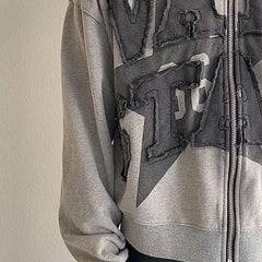 Custom logo heavyweght 400gsm fabric patches embroidery Pullover distressed applique Oversized hoodie for men