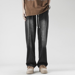 Men's Jeans High Quality Denim Jeans Pant Men ANSKTNable Straight Leg High Waist Denim Jeans Pants