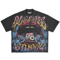 custom heavyweight cotton silk screen print dtg print vintage men shirt men Tshirts 260 gsm 100% cotton graphic tee