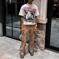 heavyweight 260 gsm 100% cotton graphic silk screen print t shirt men tees