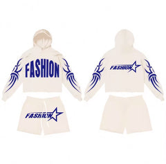 New Arrivals Custom Men Hoodie Set Street Cotton 2 Piece Set Jogger Suits Short Mens Two Piece Set