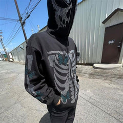 High Quality Manufacturers Custom y2k zipper hoodies oversized full face zip up rhinestone hoodie Wholesale