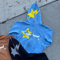 OEM Custom Fleece Cotton Heavyweight Puffy Letter Men Full Face Up Hoodies Oversized 3D Puff Print Men Full Face Zip Up Hoodies