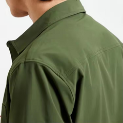 Men button up shirts customized label two chest pockets men long sleeve shirts