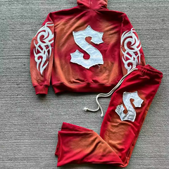 500gsm heavyweight Custom design street wear distressed sun faded men tracksuit