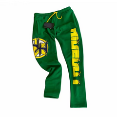 Custom logo Streetwear Puff Print Sweatpants 100% cotton Fleece Sports Jogger Stacked men's pants pantalons pour hommes