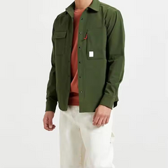 Men button up shirts customized label two chest pockets men long sleeve shirts