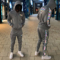 custom logo design your own men track suits reflective unisex sports tech fleece tracksuits for men