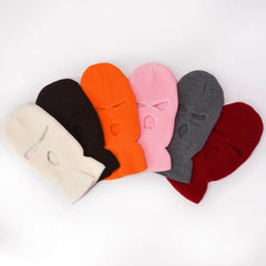 Winter men's face mask, warm hood, sports scarf, skiing hat, three hole wool hat, outdoor cycling knitted pullover hat