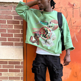 Custom heavyweight french terry 100% cotton cropped distressed long sleeve shirt men tees