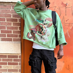 Custom heavyweight french terry 100% cotton cropped distressed long sleeve shirt men tees