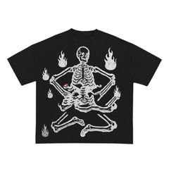 Street Wear Custom Graphic DTG Vintage T-shirt Men Oversized Tees flared pants 2 piece set