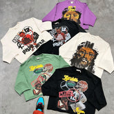 400gsm Customize French Terry Tshirt Raw Hem Tee Cotton Graphic Dtg Printed Long Sleeve T-shirt Boxy Cropped T Shirt