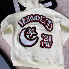 Wholesale embroidery hoodies luxury custom oversized heavyweight cotton fleece chenille patch embroidered men hoodie