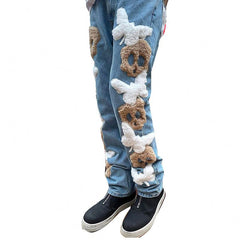 High Quality Boyfriend Loose Fit Casual Denim Outfits Embroidery Mens Jeans